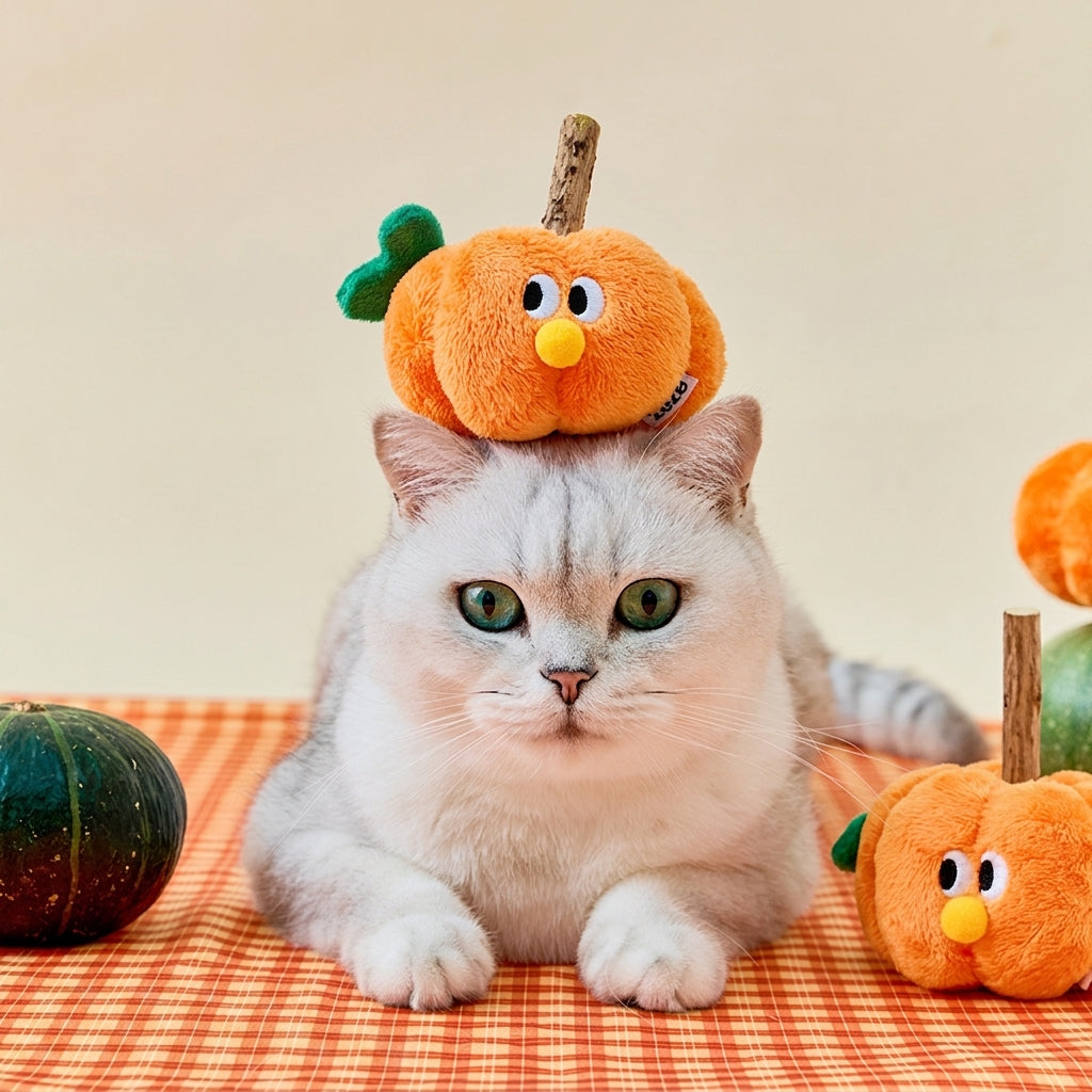 Pumpkin Cat Toy With A Stick