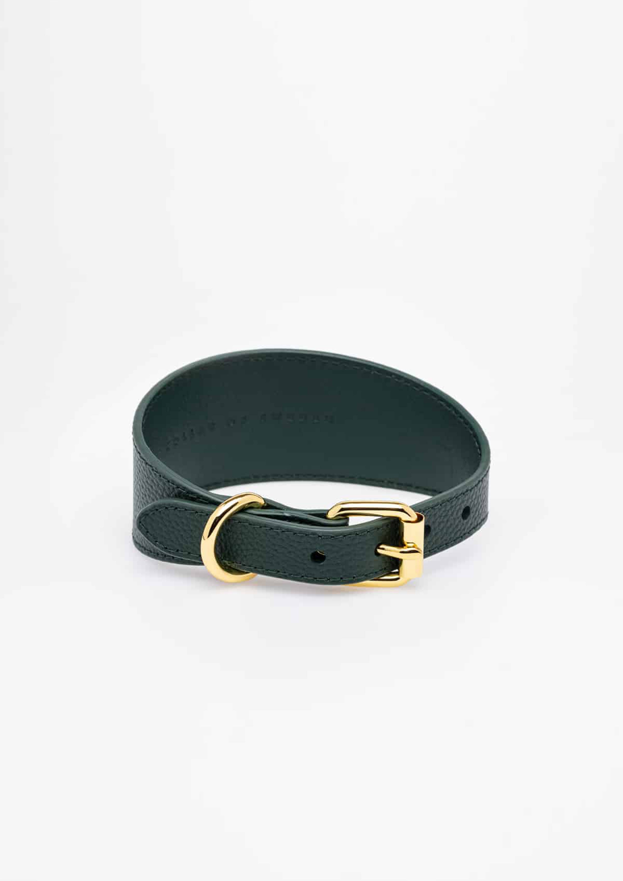 Dark Green Wide Leather Collar