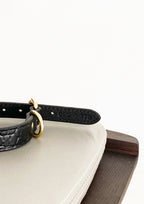 Black Croco Wide Leather Collar