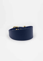Dark Blue Wide Leather Collar