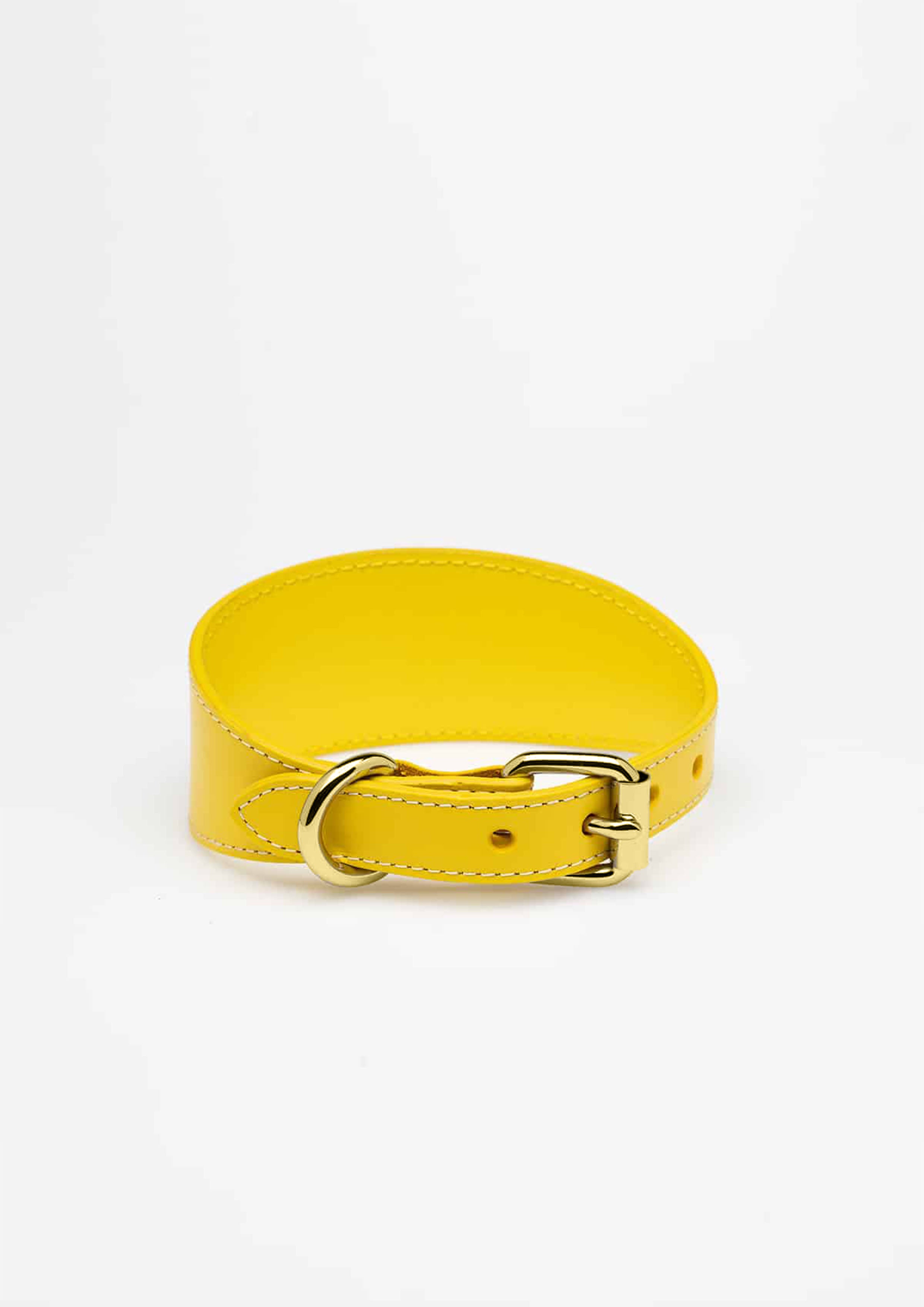 Yellow Wide Leather Collar