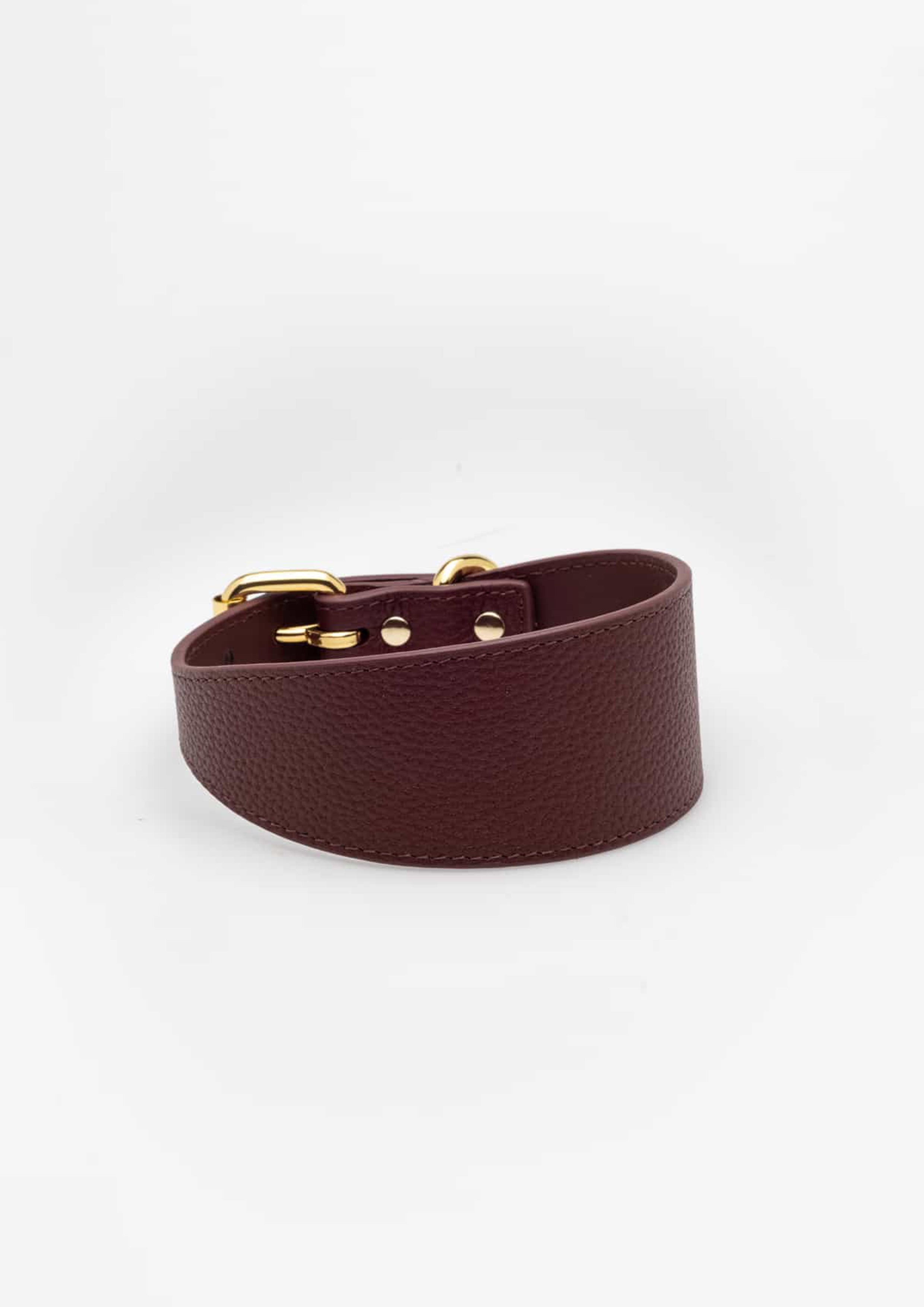 Burgundy Wide Leather Collar
