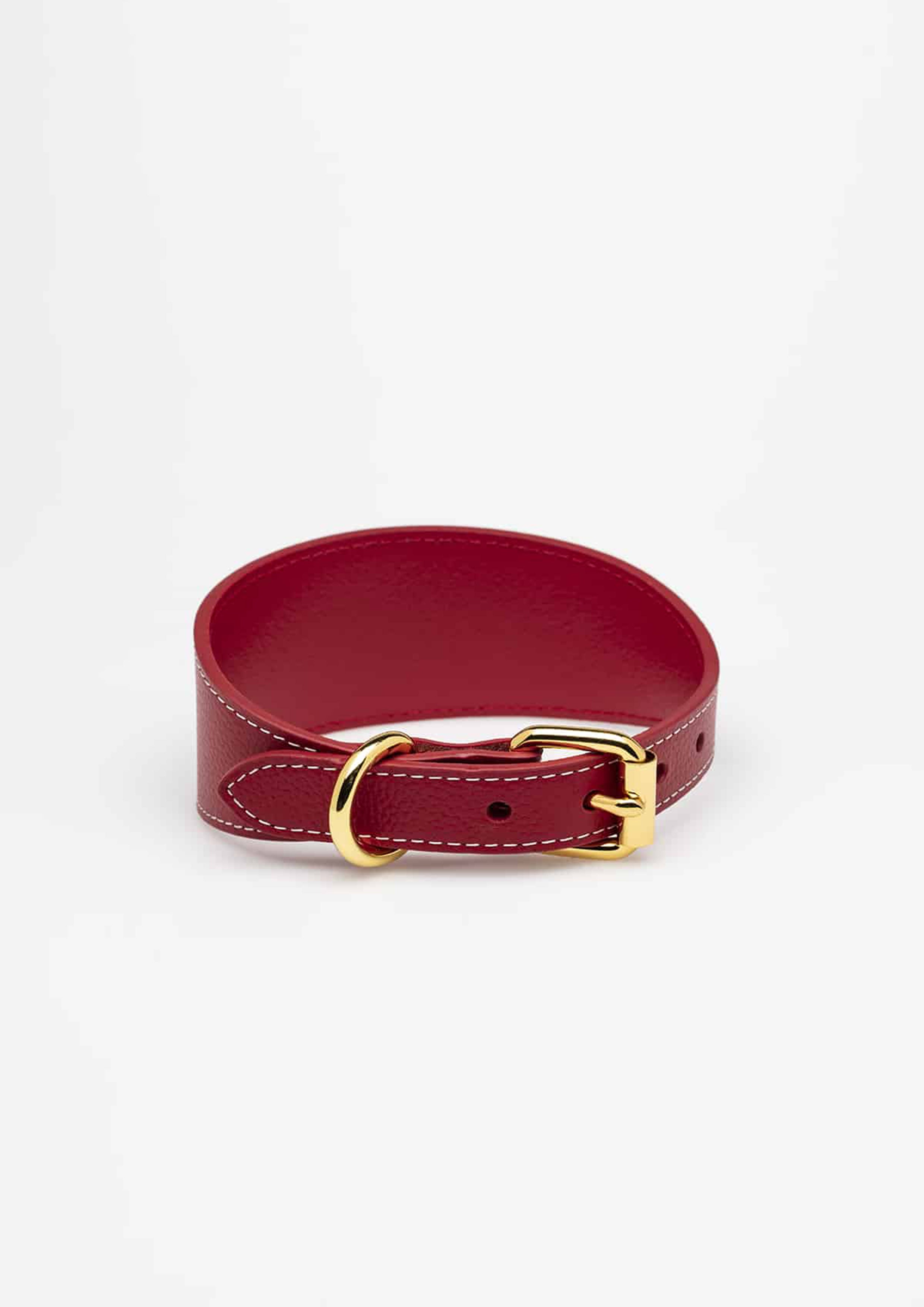 Red Wide Leather Collar
