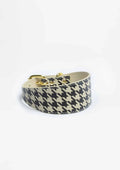 Beige Houndstooth Wide Leather Collar