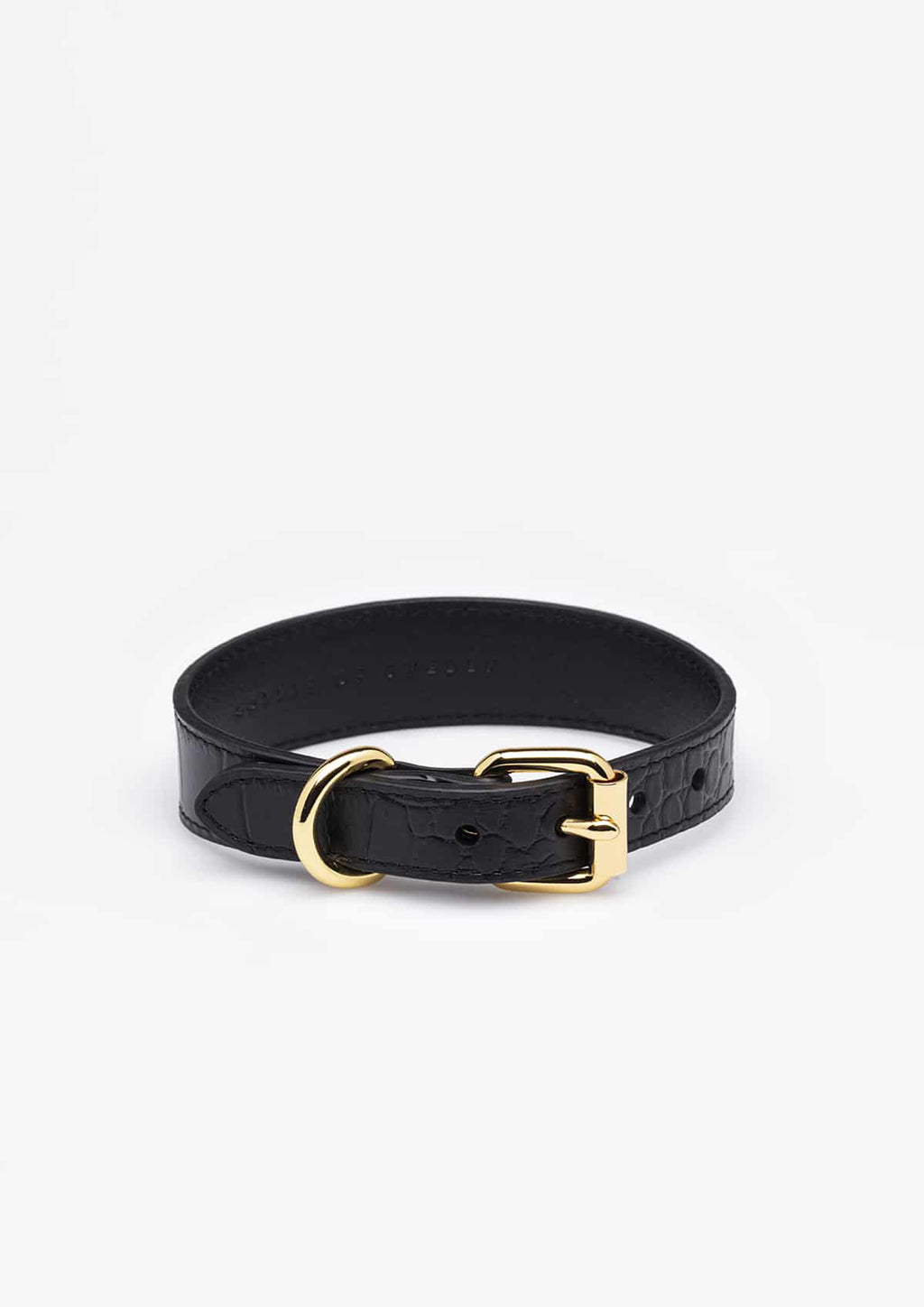 Black Croco Thin Leather Collar