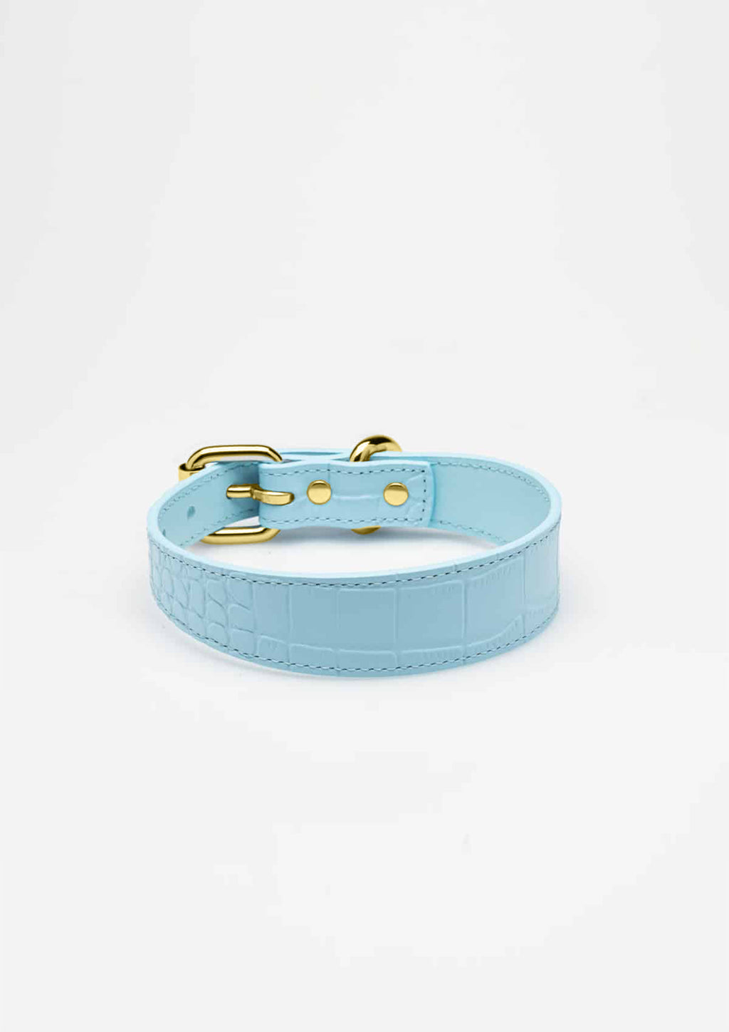 Baby Blue Croco Thin Leather Collar