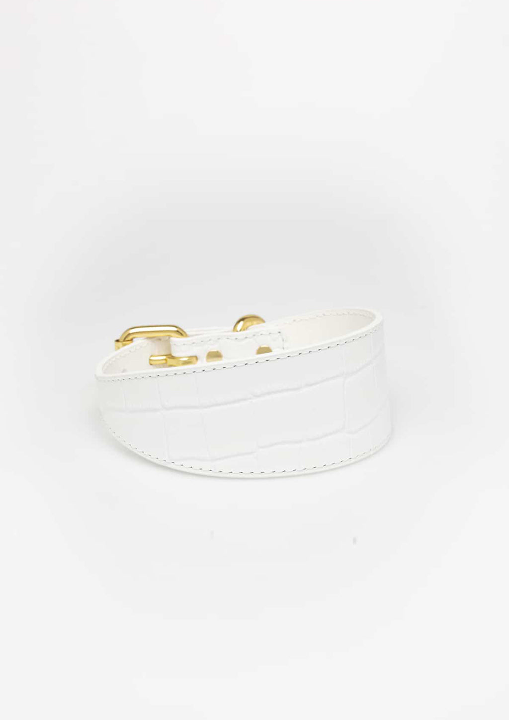 White Croco Wide Leather Collar
