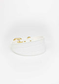 White Croco Wide Leather Collar
