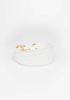 White Croco Wide Leather Collar
