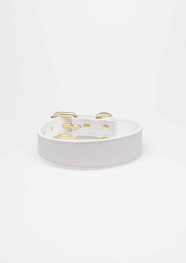 White Thin Leather Collar