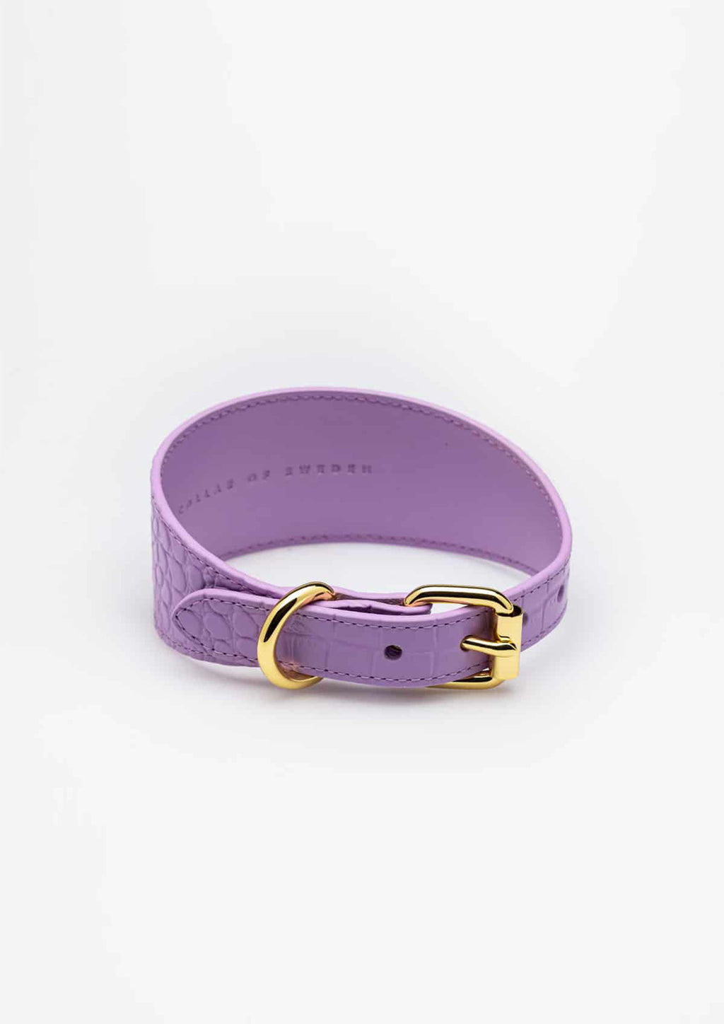 Violet Croco Wide Leather Collar
