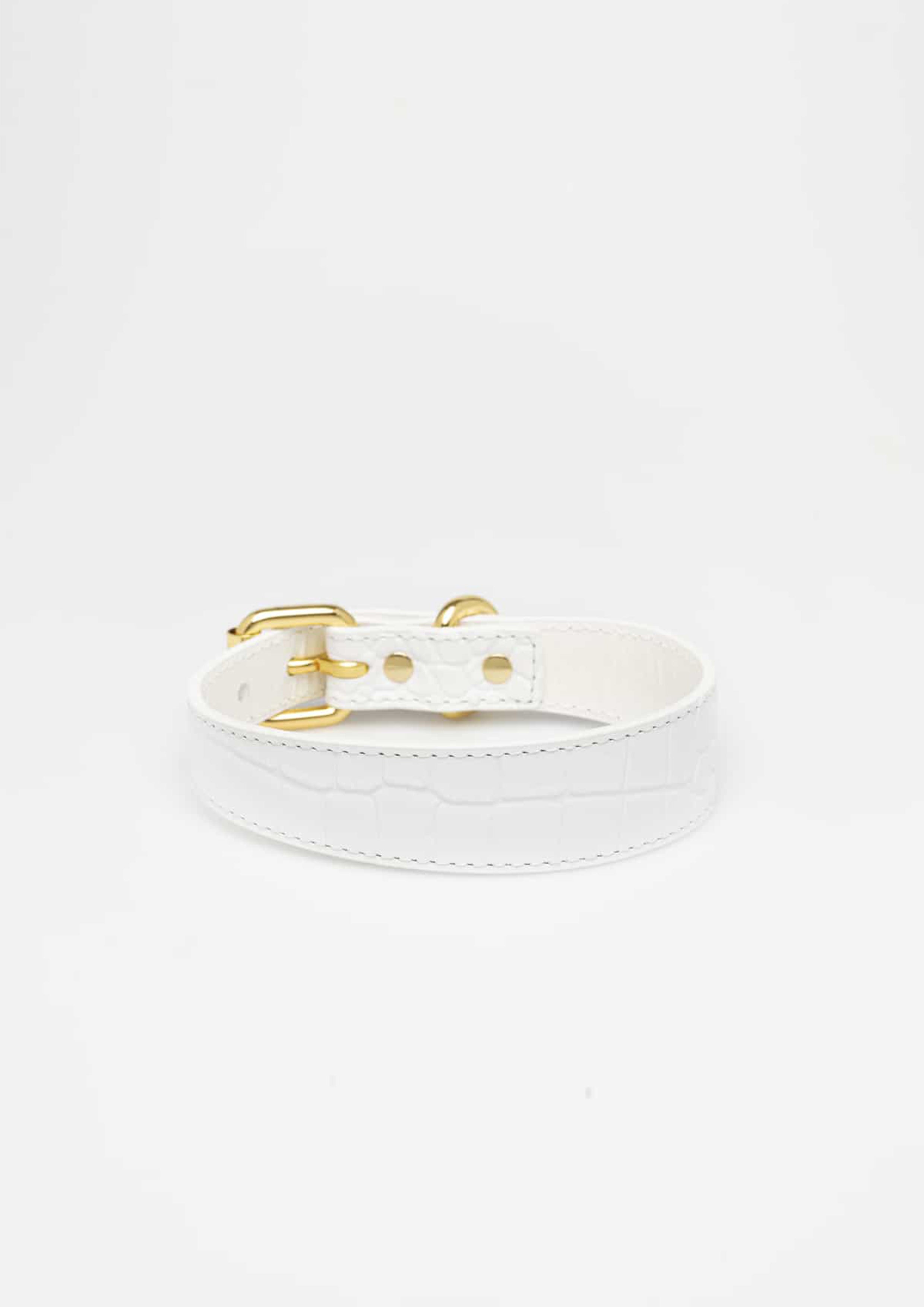 White Croco Thin Leather Collar