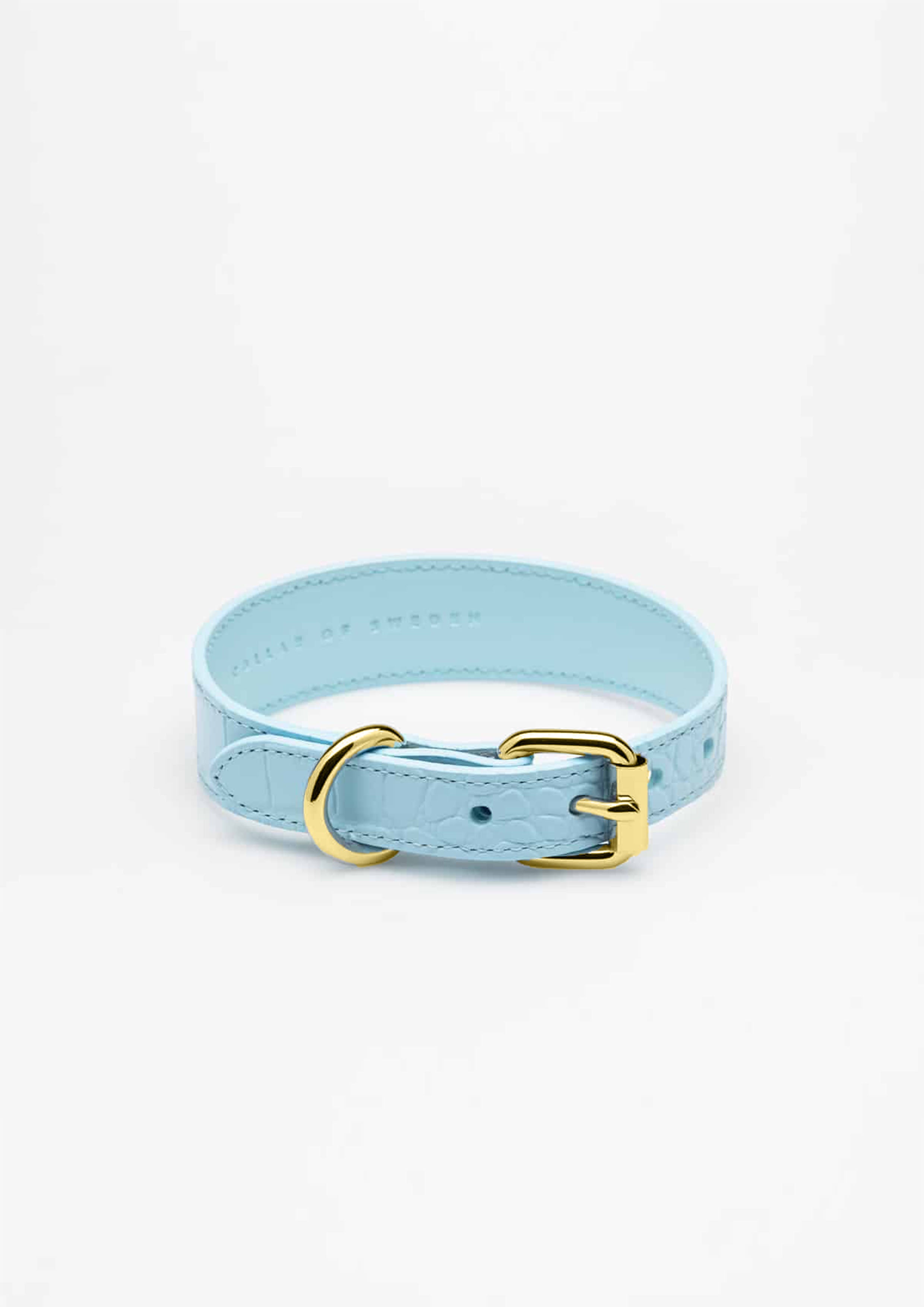 Baby Blue Croco Thin Leather Collar