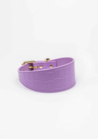 Violet Croco Wide Leather Collar