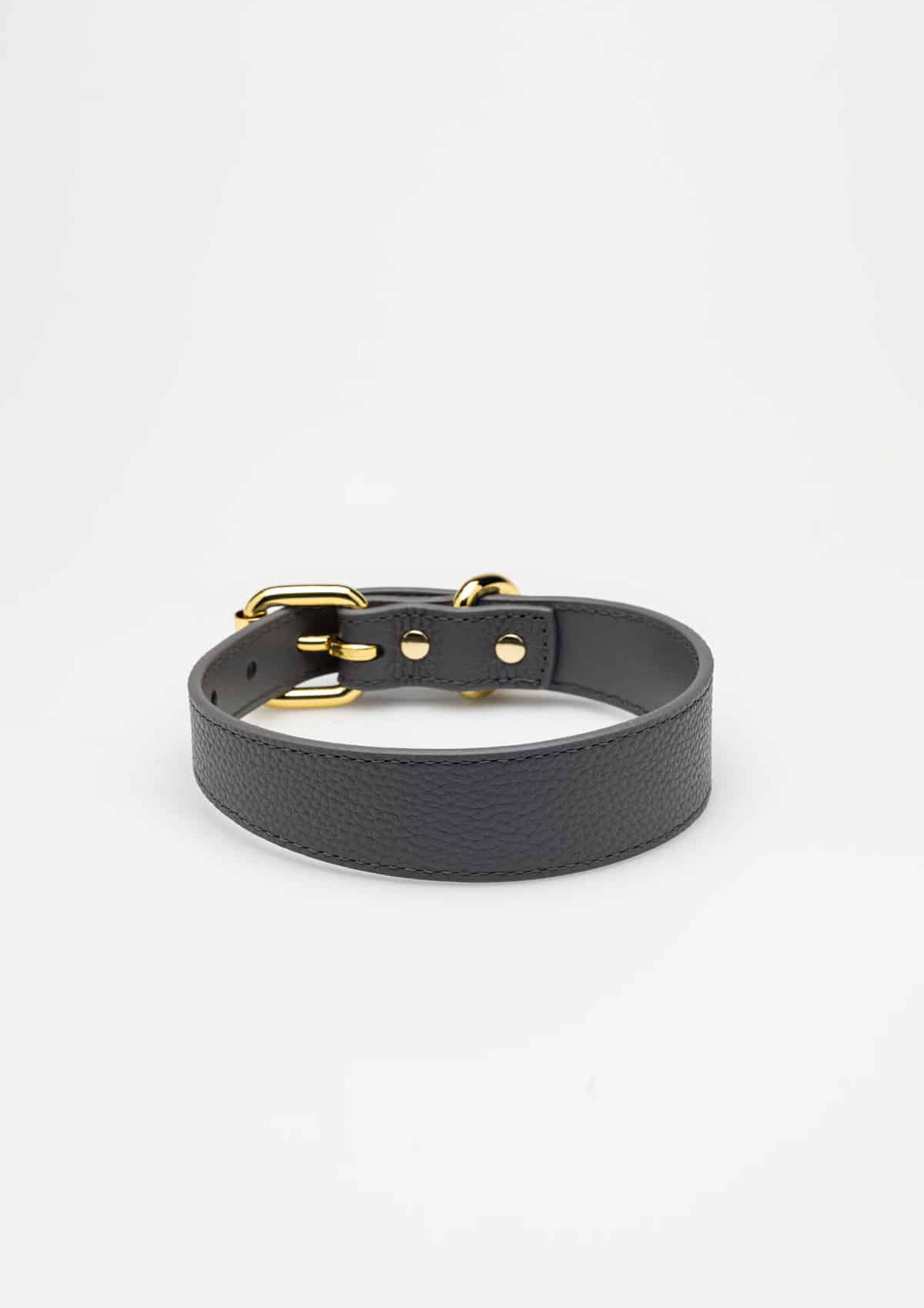 Dark Grey Thin Leather Collar