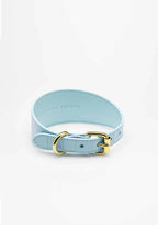Baby Blue Croco Wide Leather Collar