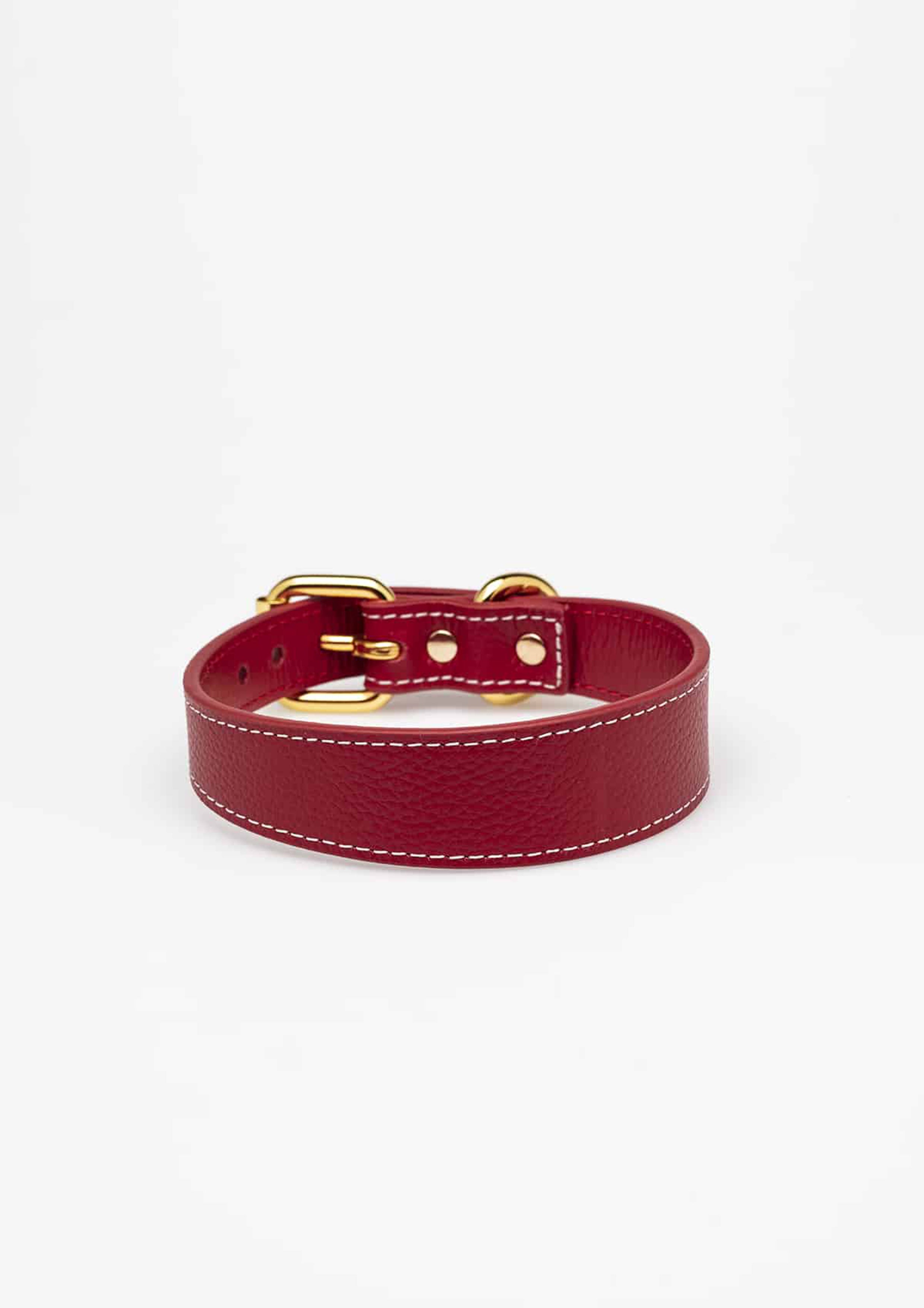 Red Thin Leather Collar