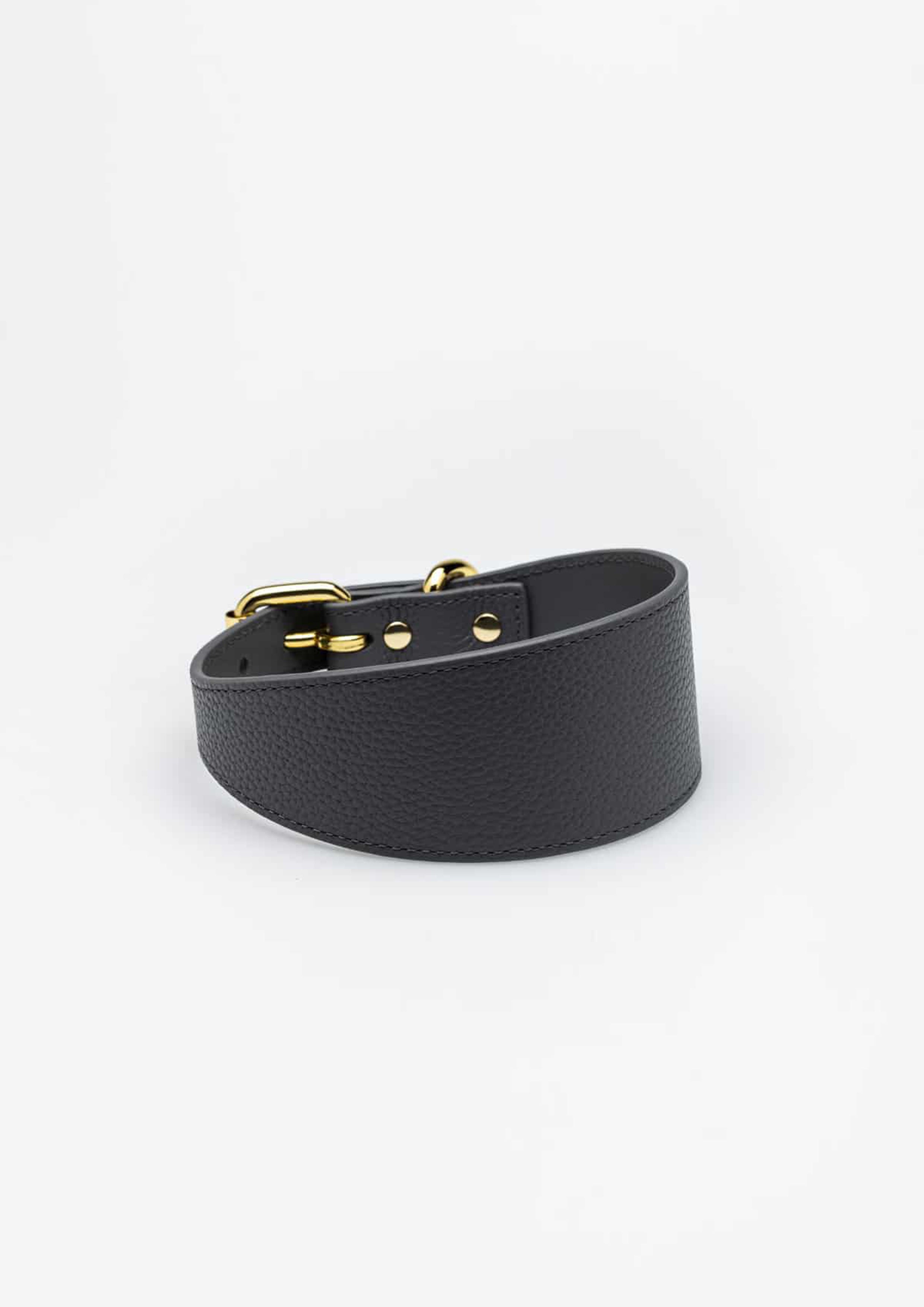 Dark Grey Wide Leather Collar