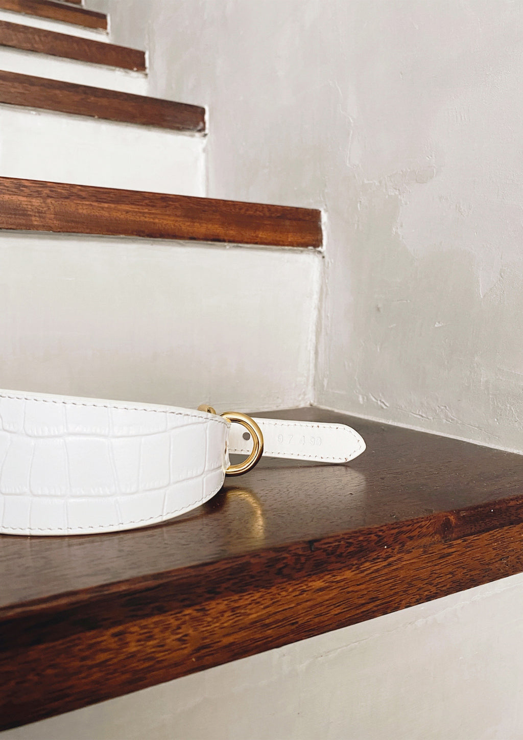 Baby Blue Croco Wide Leather Collar