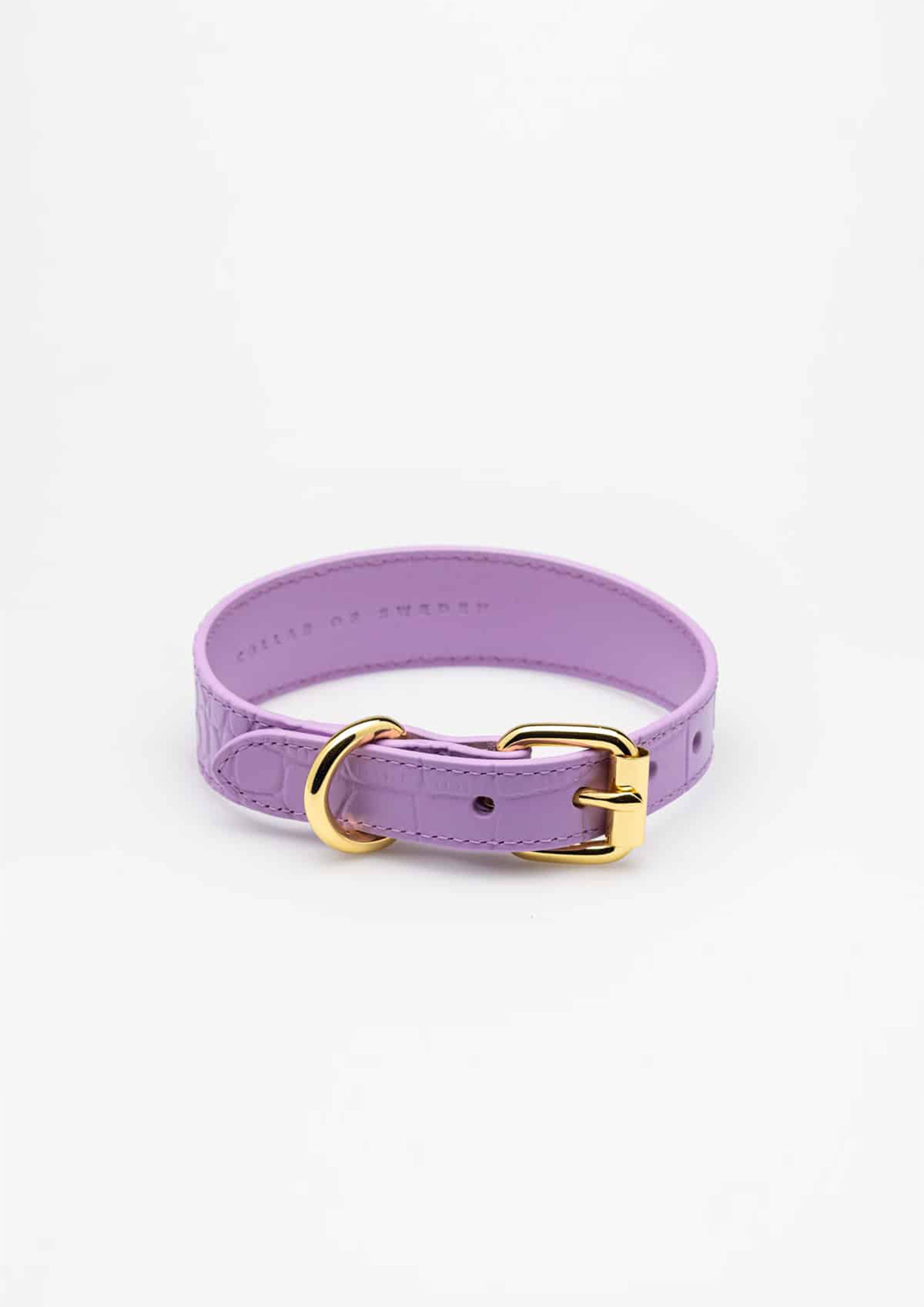 Violet Croco Thin Leather Collar