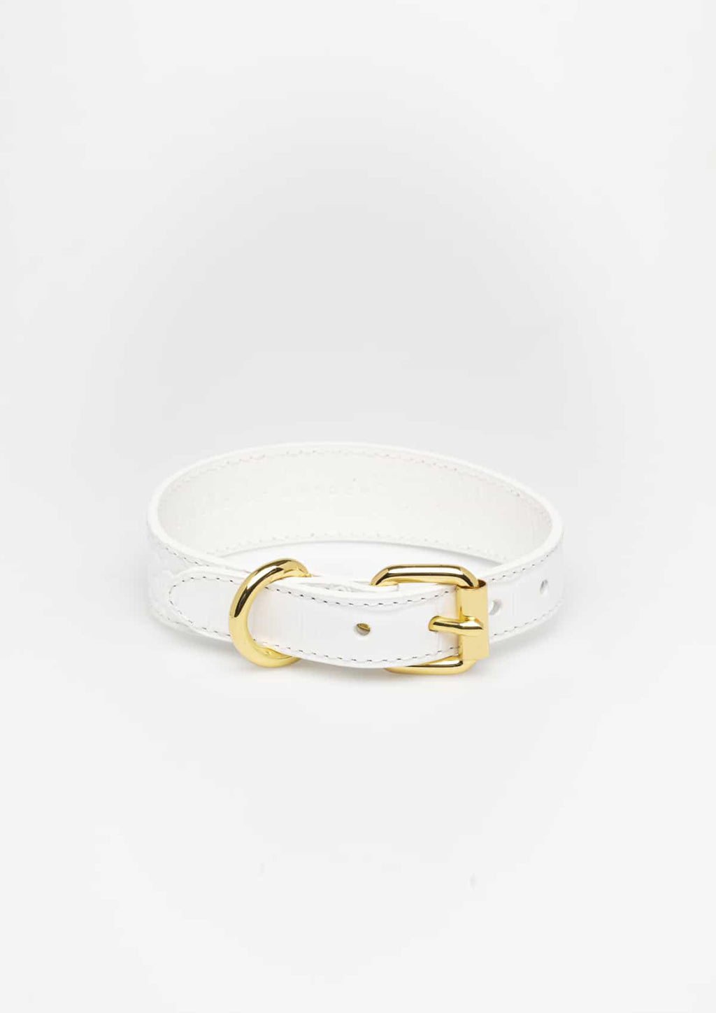 White Croco Thin Leather Collar