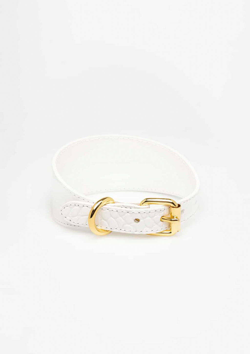 White Croco Wide Leather Collar