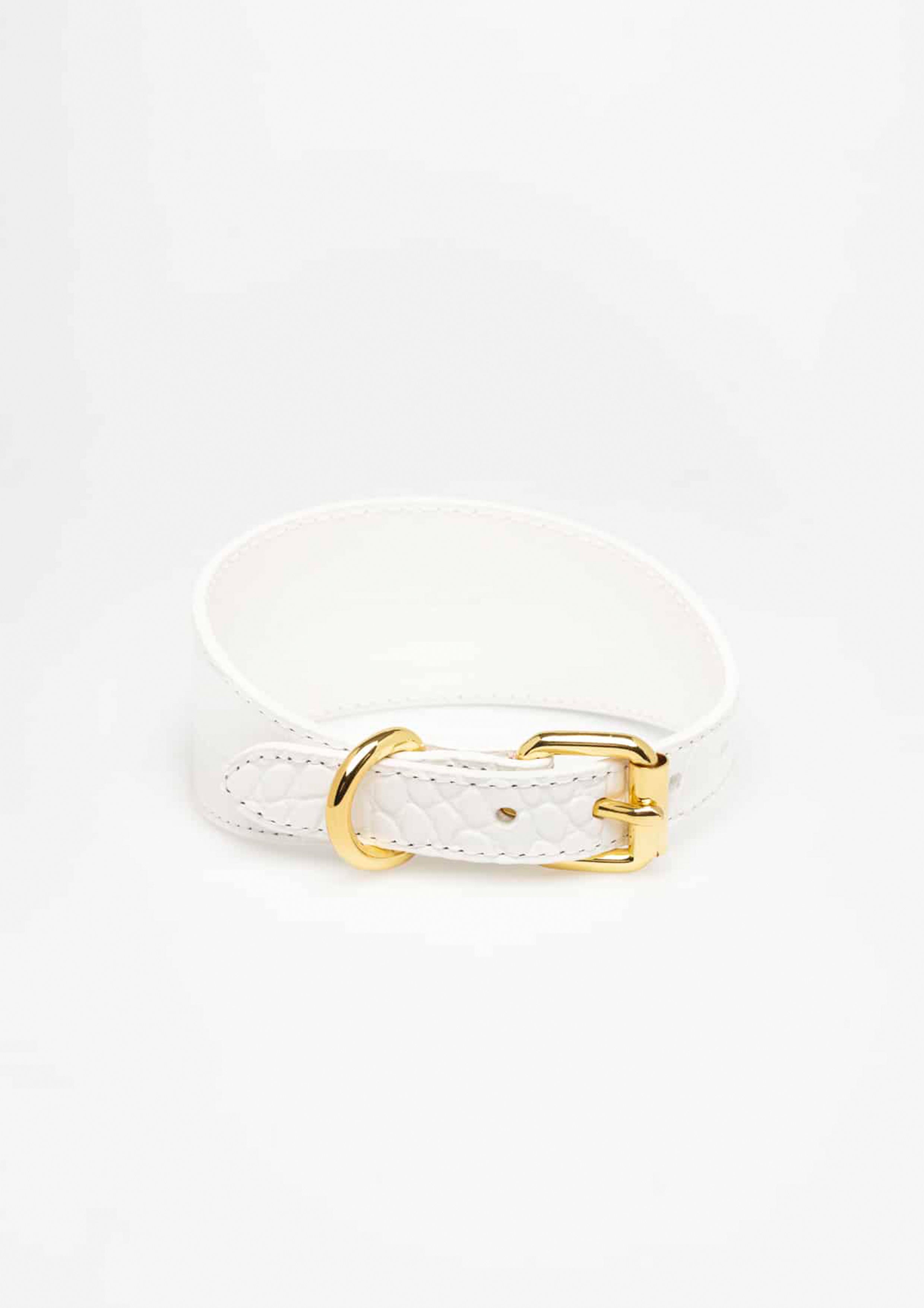 White Croco Wide Leather Collar