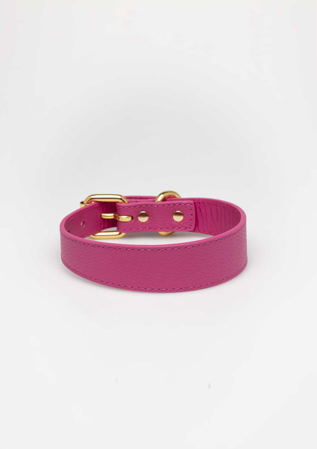 Hot Pink Thin Leather Collar