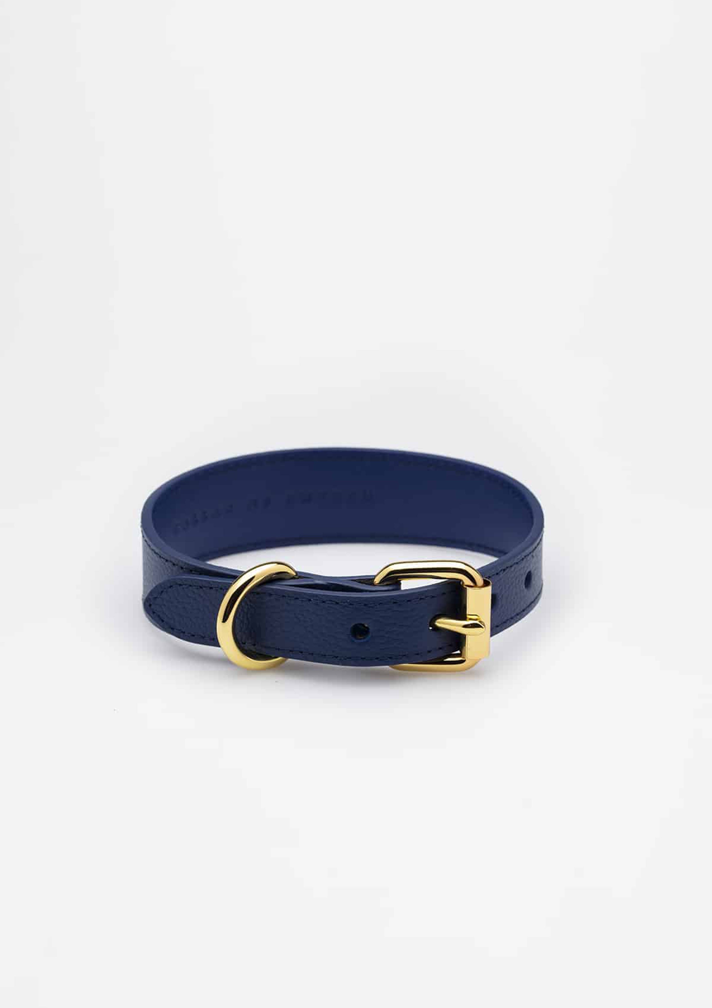 Dark Blue Thin Leather Collar