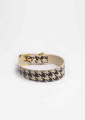 Beige Houndstooth Thin Leather Collar
