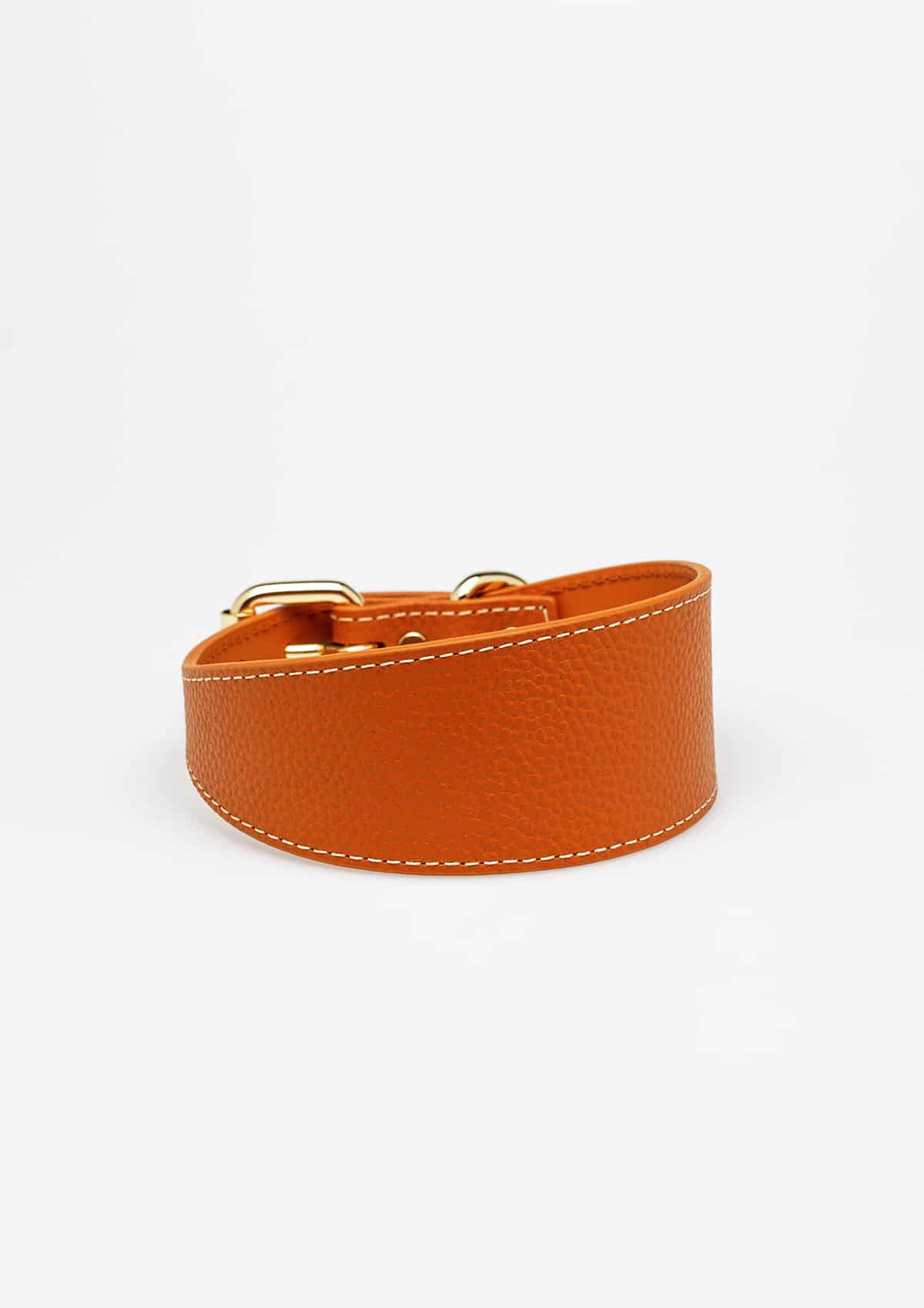 Cognac Wide Leather Collar