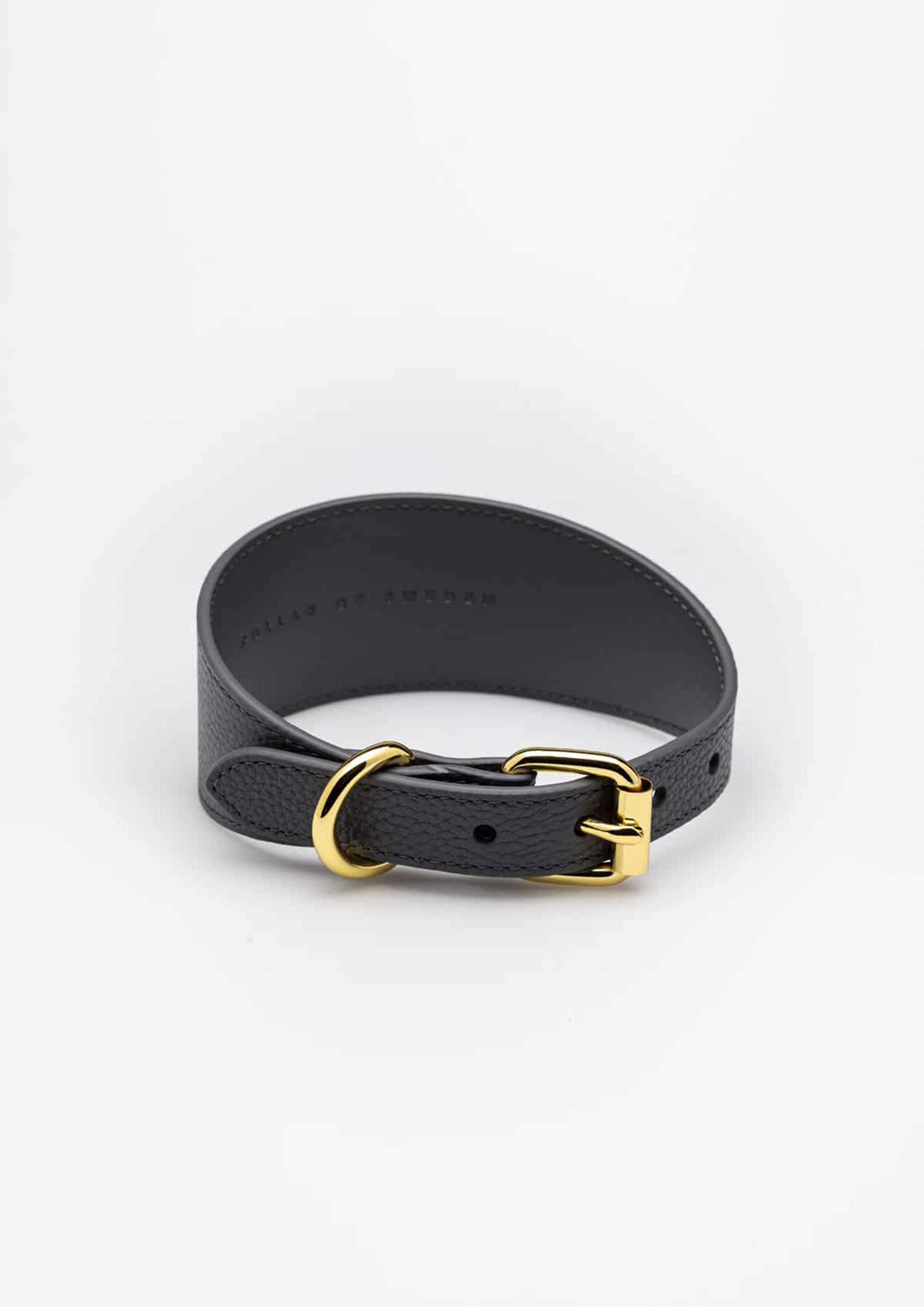 Dark Grey Wide Leather Collar
