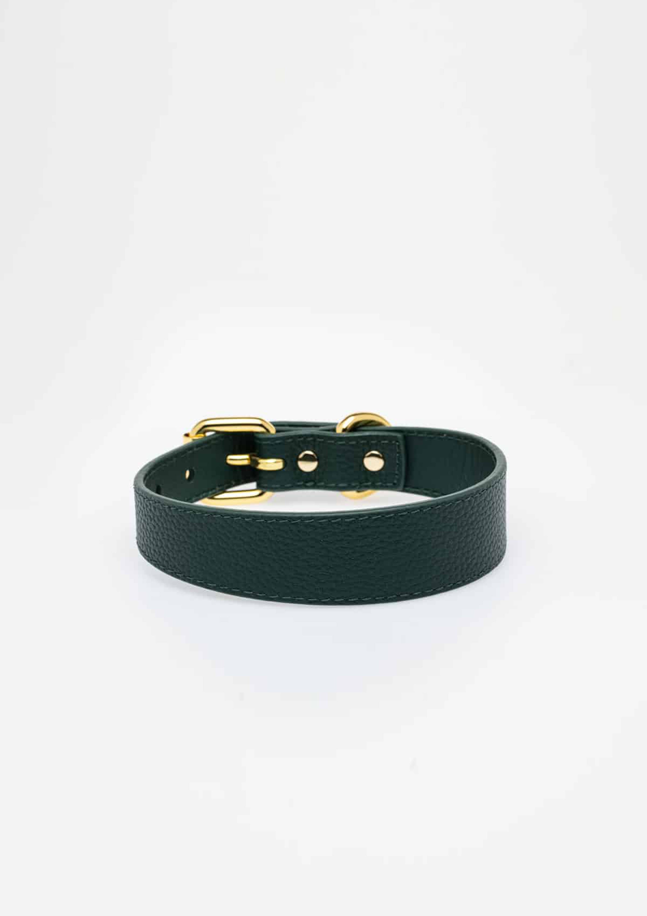 Dark Green Thin Leather Collar